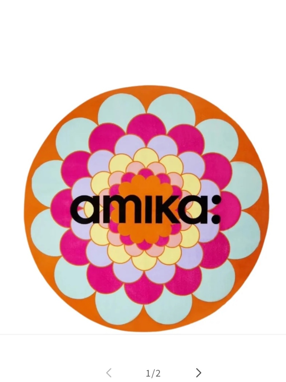 amika Round Floral Graphic Beach Towel in Orange, Pink, Mint, Yellow, Lavender